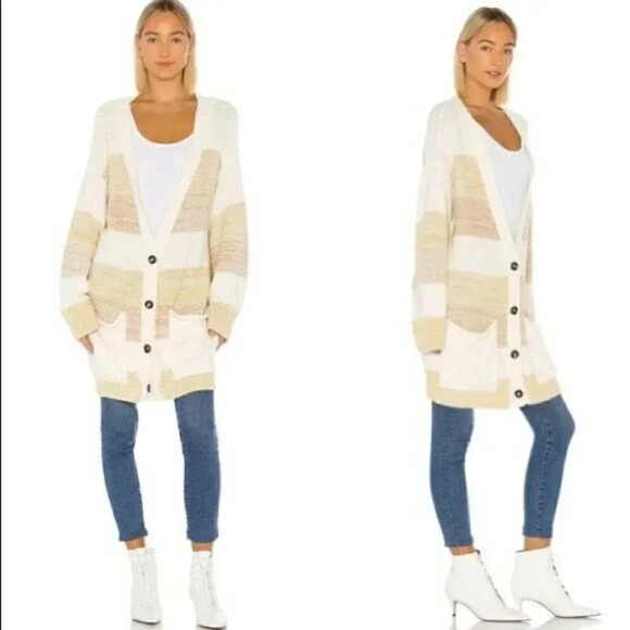 Free People Size XS Grains Combo Southport Beach Oversized Cardigan Sweater NEW! - Picture 4 of 10